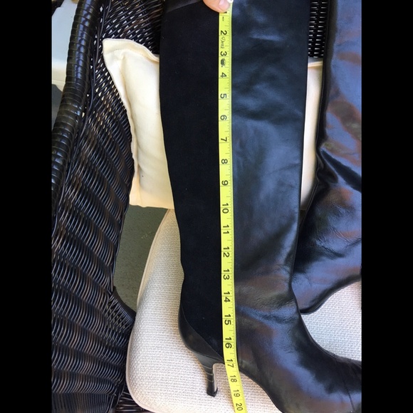 Diesel Knee High Tall Sleek Black Leather & Suede Zip Side Women Boots Sz 39 - Picture 4 of 14